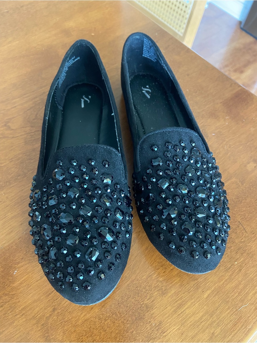 Simply Vera Vera Wang Black Crystal-Embellished Suede Loafers